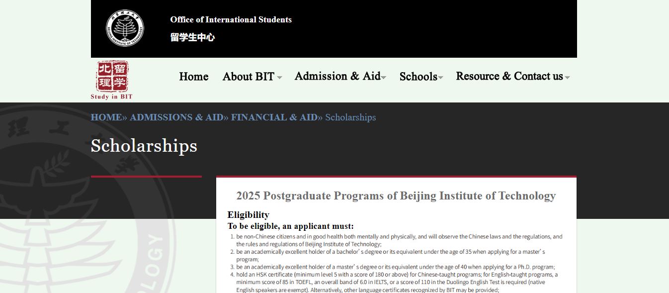 Beijing Institute of Technology Scholarship in China 2025, Fully Funded